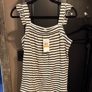 Michael Kora Striped Ruffle Sleeve Top